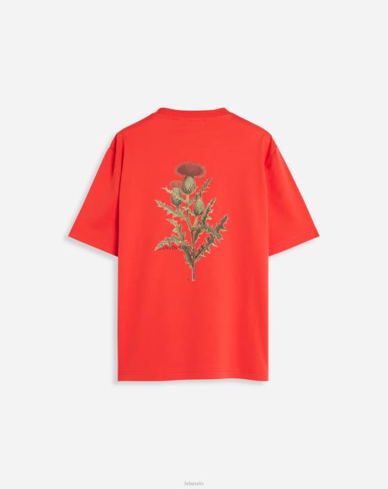 Lanvin vīriešiem botanica apdrukāts t-krekls 40LF251 apģērbs magoņu sarkans