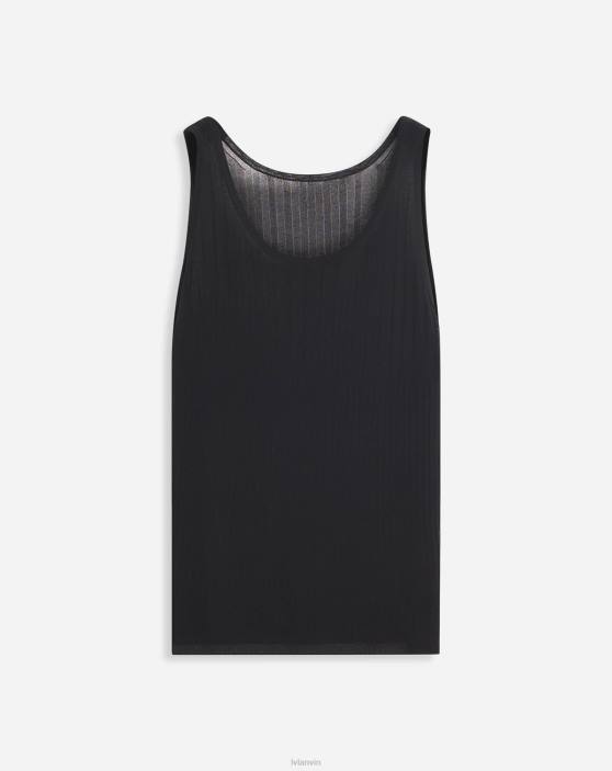 Lanvin vīriešiem caurspīdīga adīta tvertne 40LF238 apģērbs melns