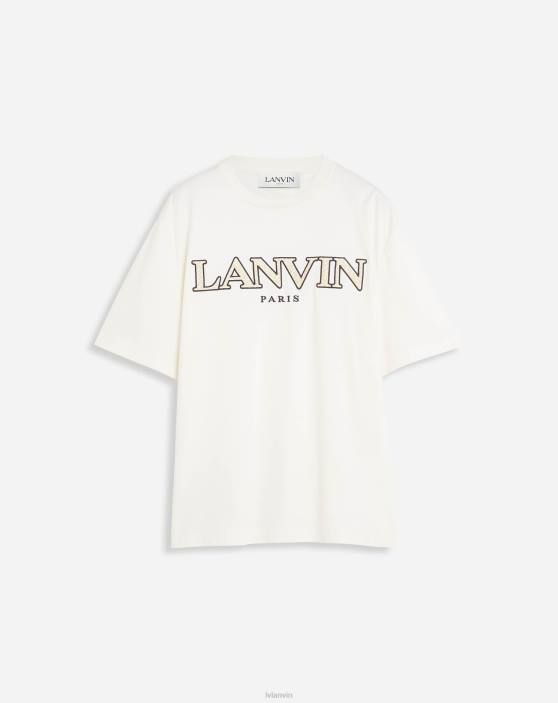 Lanvin vīriešiem klasisks apmales izšūts t-krekls 40LF223 apģērbs pienu
