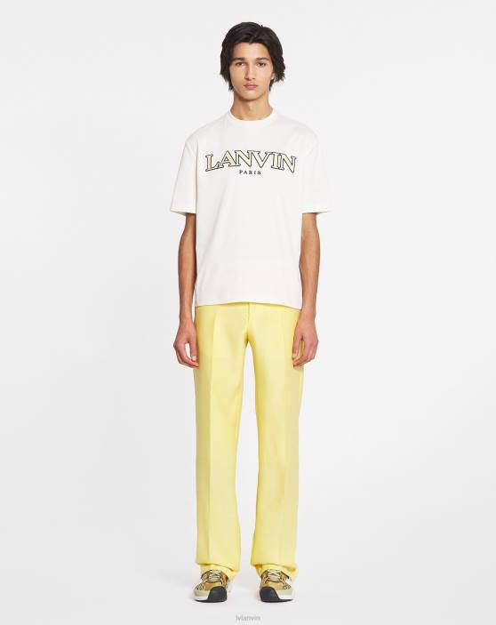 Lanvin vīriešiem klasisks apmales izšūts t-krekls 40LF223 apģērbs pienu