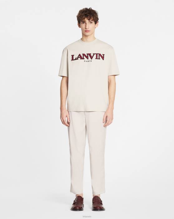 Lanvin vīriešiem klasisks apmales izšūts t-krekls 40LF230 apģērbs mastika