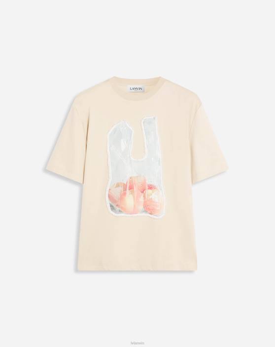 Lanvin vīriešiem klasisks scratch & sniff t-krekls 40LF236 apģērbs smiltis