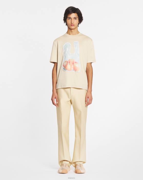 Lanvin vīriešiem klasisks scratch & sniff t-krekls 40LF236 apģērbs smiltis