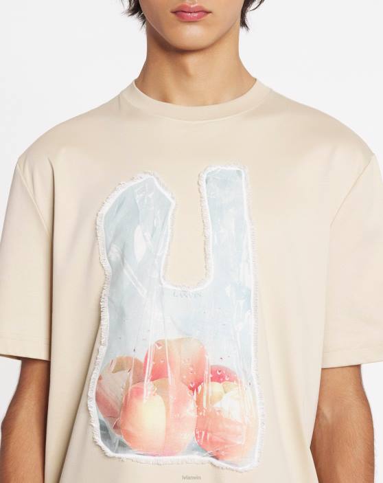 Lanvin vīriešiem klasisks scratch & sniff t-krekls 40LF236 apģērbs smiltis
