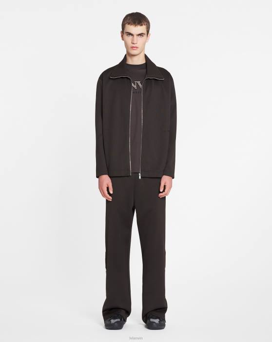 Lanvin vīriešiem lielizmēra izšūts apmales t-krekls 40LF221 apģērbs melnkoks