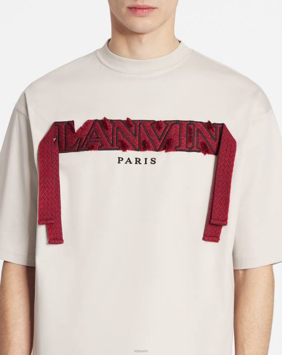 Lanvin vīriešiem lielizmēra izšūts mežģīņu t-krekls 40LF217 apģērbs mastika