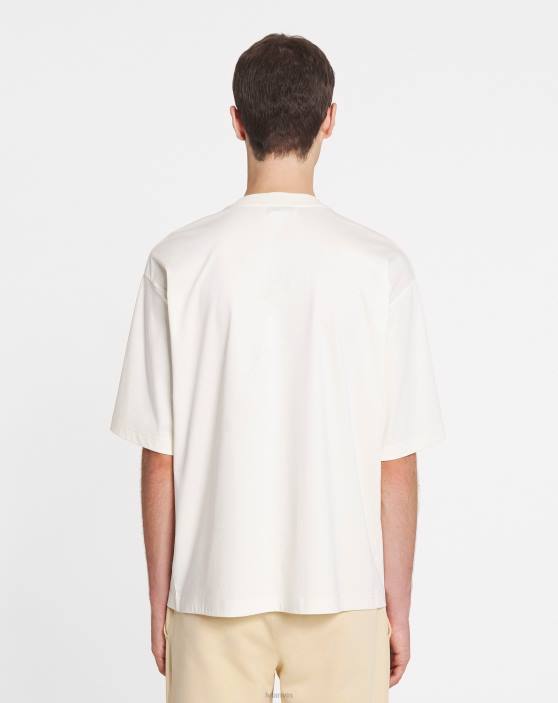 Lanvin vīriešiem lielizmēra izšūts mežģīņu t-krekls 40LF219 apģērbs pienu