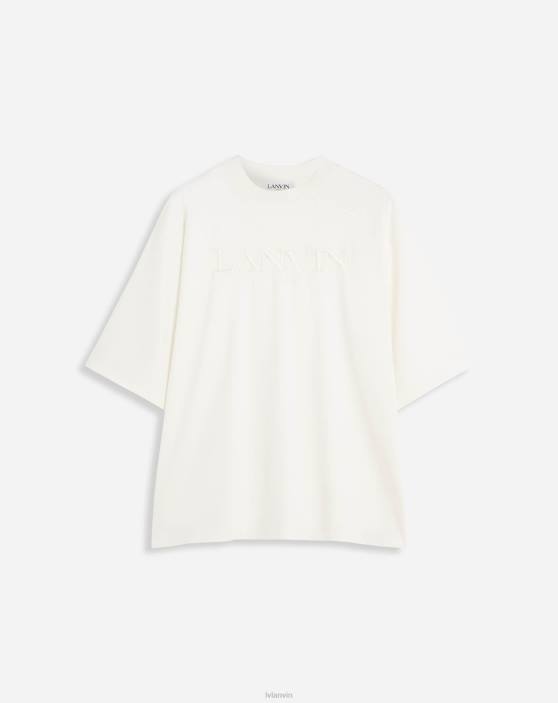 Lanvin vīriešiem lielizmēra parīzes izšūts t-krekls 40LF225 apģērbs pienu