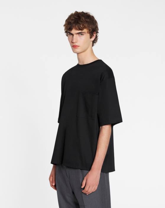 Lanvin vīriešiem t-krekls ar kabatu 40LF256 apģērbs melns