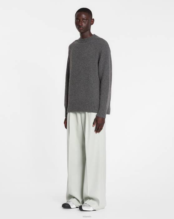 Lanvin vīriešiem Kašmira džemperis ar apkakli 40LF279 apģērbs tumši pelēks