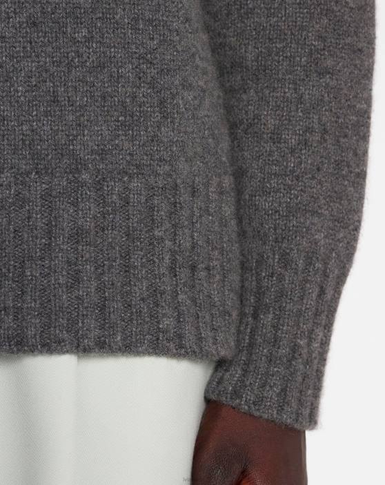 Lanvin vīriešiem Kašmira džemperis ar apkakli 40LF279 apģērbs tumši pelēks