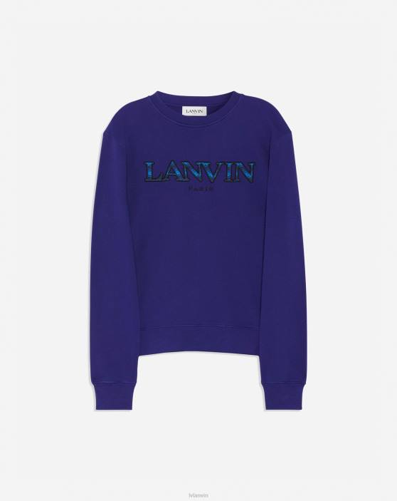 Lanvin vīriešiem apmales izšūts džemperis 40LF276 apģērbs majorelle zila