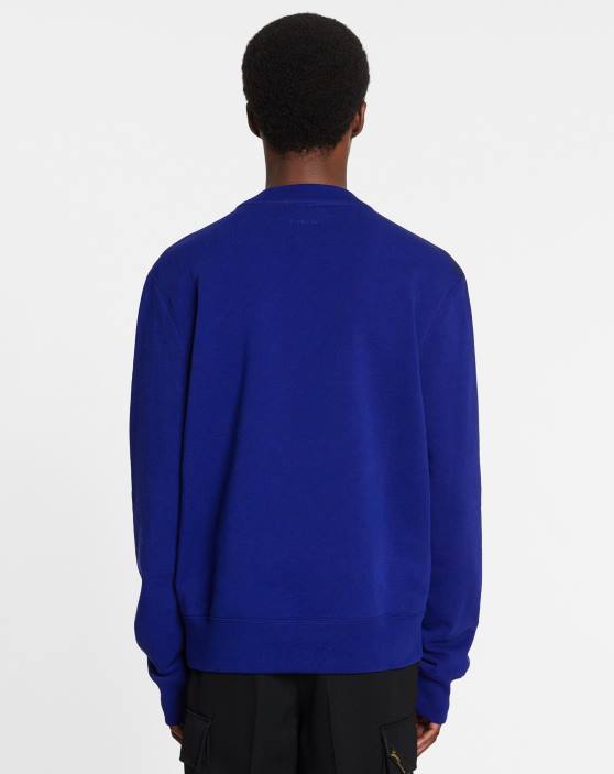 Lanvin vīriešiem apmales izšūts džemperis 40LF276 apģērbs majorelle zila