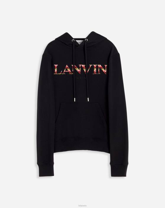 Lanvin vīriešiem apmales kapuci 40LF285 apģērbs melns