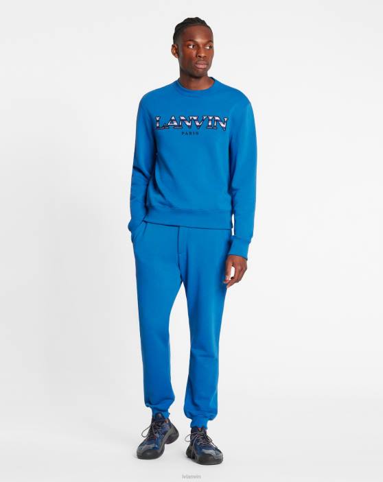 Lanvin vīriešiem apmales sporta krekls 40LF275 apģērbs zils