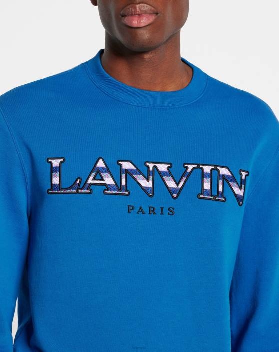 Lanvin vīriešiem apmales sporta krekls 40LF275 apģērbs zils