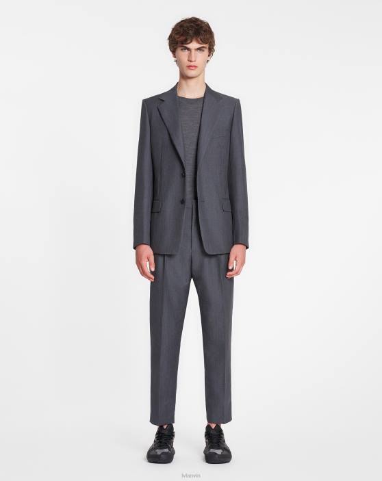 Lanvin vīriešiem džemperis ar apkakli 40LF278 apģērbs tumši pelēks