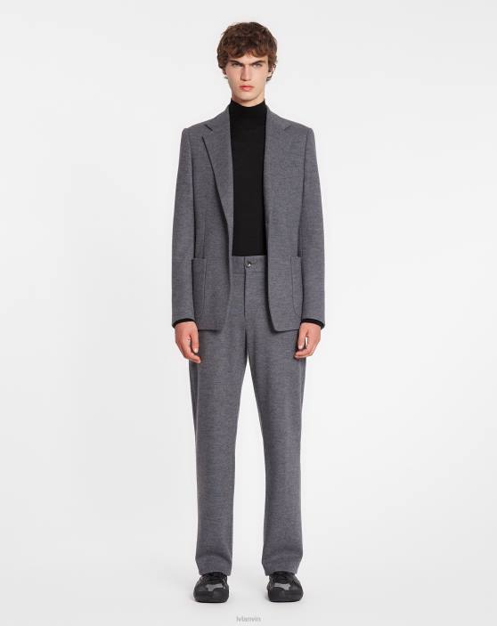 Lanvin vīriešiem džemperis ar izgriezumu no vilnas un zīda 40LF292 apģērbs melns