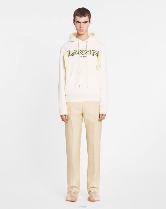 Lanvin vīriešiem izšūta mežģīņu kapuce 40LF263 apģērbs pienu