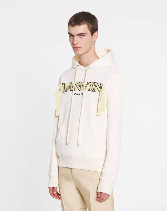 Lanvin vīriešiem izšūta mežģīņu kapuce 40LF263 apģērbs pienu