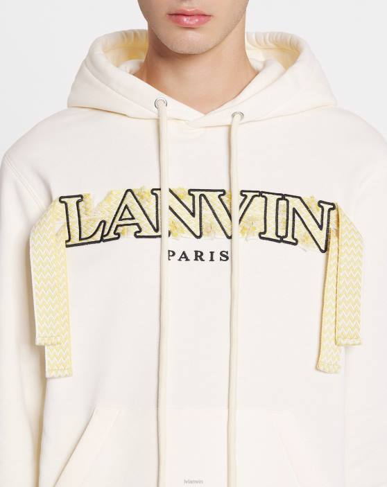 Lanvin vīriešiem izšūta mežģīņu kapuce 40LF263 apģērbs pienu