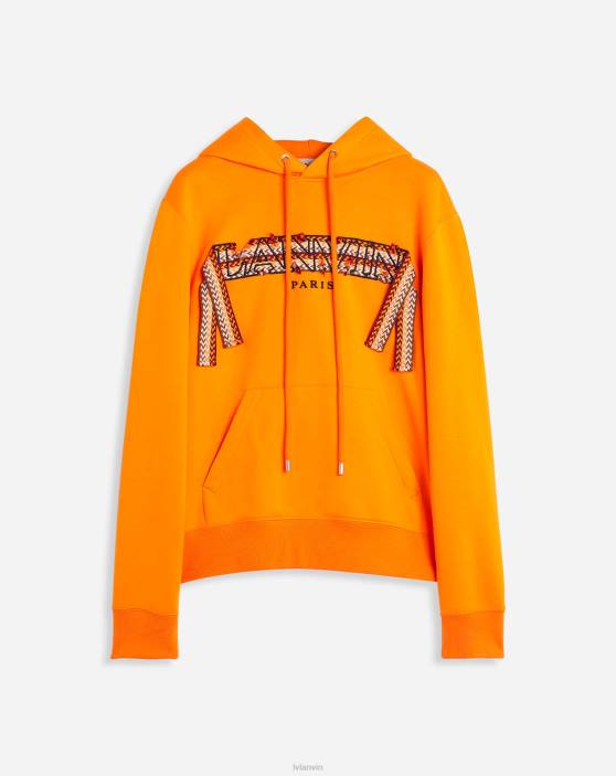 Lanvin vīriešiem izšūta mežģīņu kapuce 40LF266 apģērbs spilgti oranža