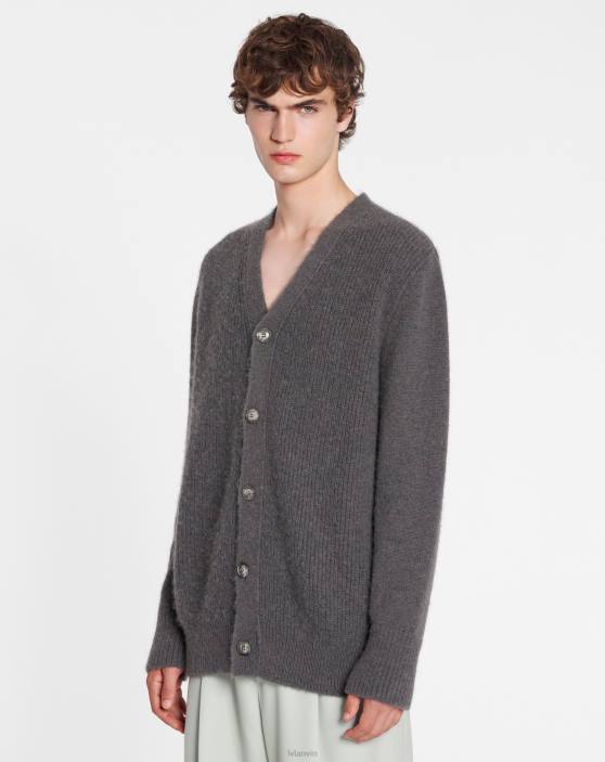 Lanvin vīriešiem jaciņa matētā mohērā 40LF281 apģērbs tumši pelēks