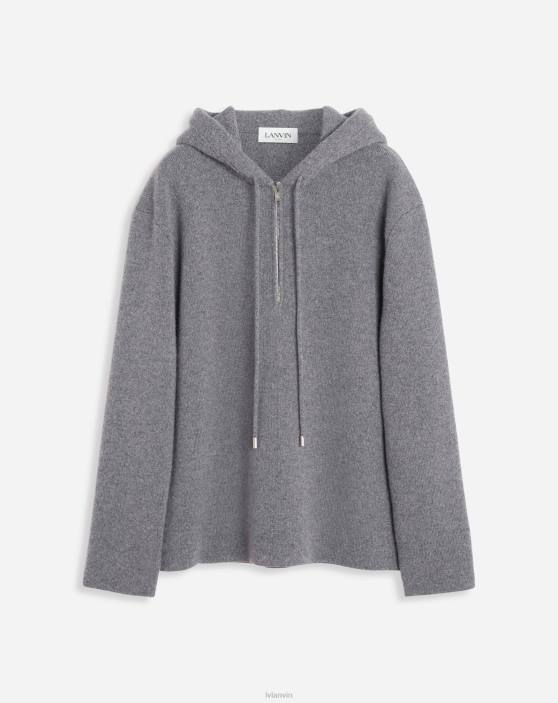 Lanvin vīriešiem kapuci kašmira krāsā 40LF282 apģērbs tumši pelēks