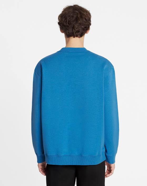 Lanvin vīriešiem lielizmēra izšūts Parīzes sporta krekls 40LF274 apģērbs neptūns zils