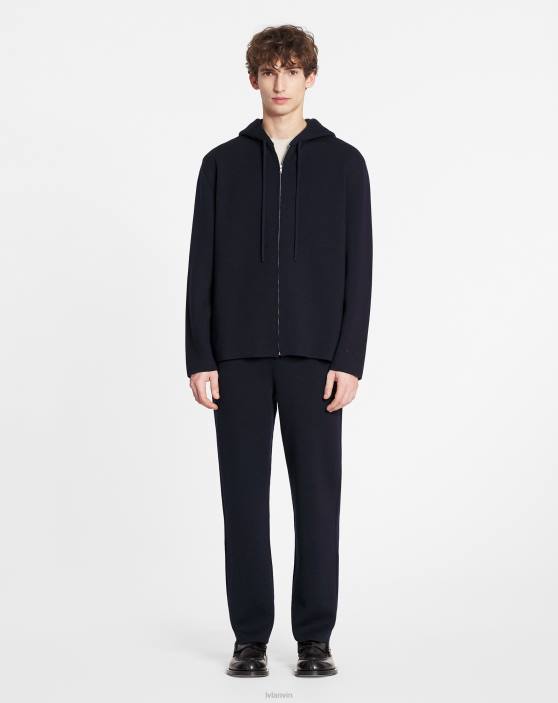 Lanvin vīriešiem vilnas kapuci ar rāvējslēdzēju 40LF272 apģērbs jūras zils