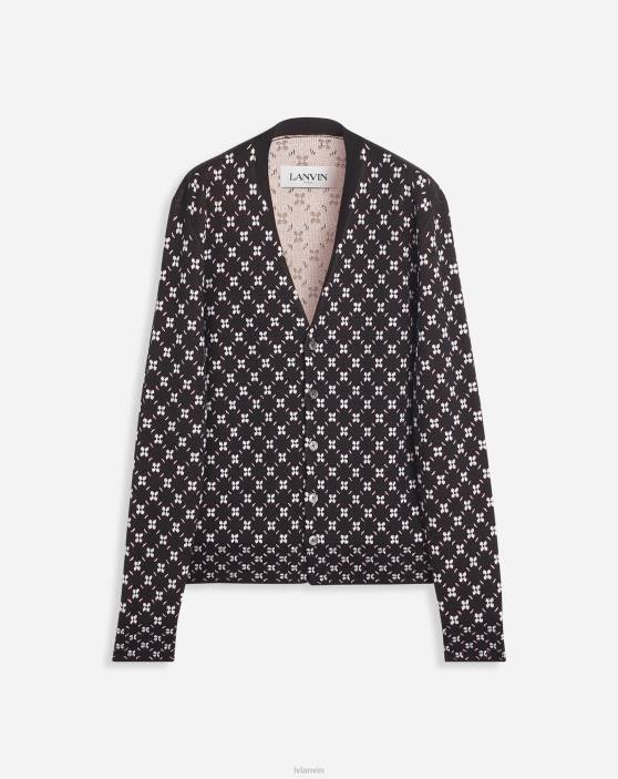 Lanvin vīriešiem ziedu žakarda kastītes jaka 40LF258 apģērbs melns/daudzkrāsains