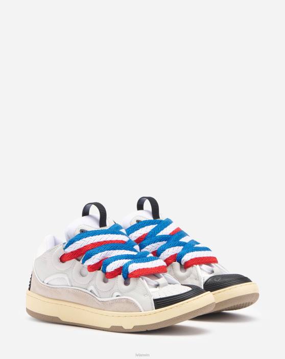 Lanvin vīriešiem Pasaules kausa ādas apmales kedas 40LF401 kurpes balts