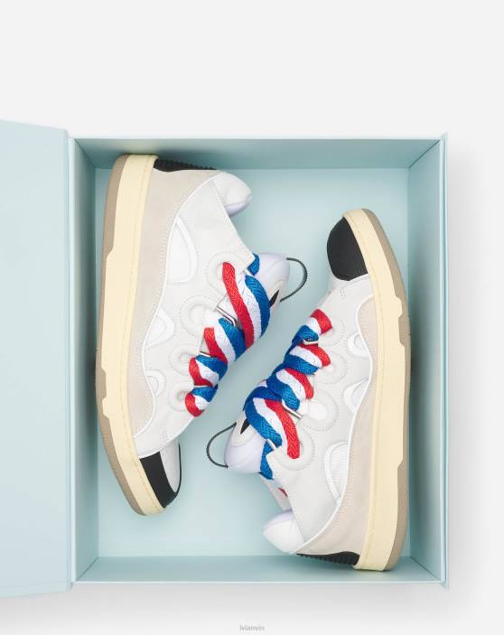 Lanvin vīriešiem Pasaules kausa ādas apmales kedas 40LF401 kurpes balts