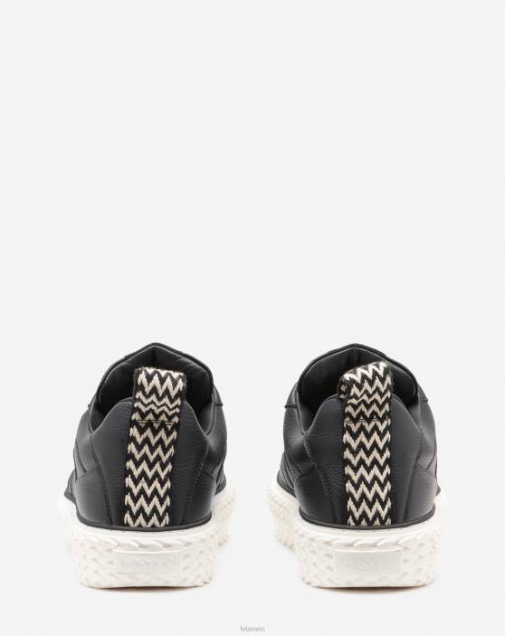 Lanvin vīriešiem curbies čības ar zemu augšdaļu no graudainas ādas 40LF435 kurpes melns