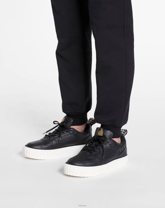 Lanvin vīriešiem curbies čības ar zemu augšdaļu no graudainas ādas 40LF435 kurpes melns