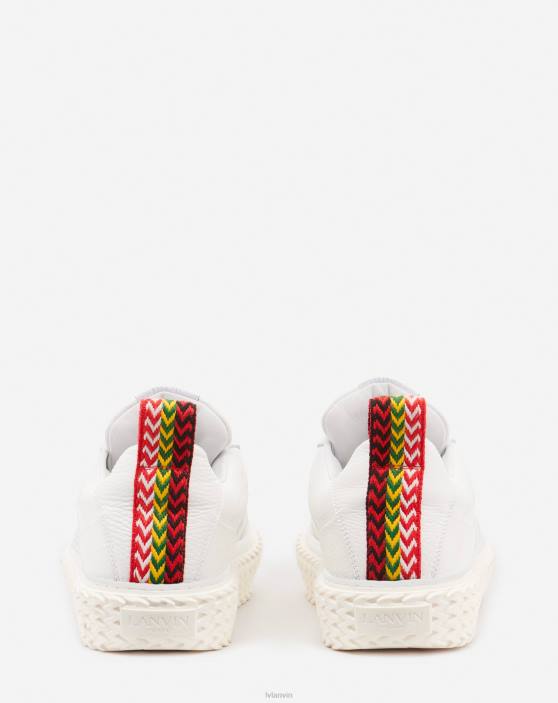 Lanvin vīriešiem curbies čības ar zemu augšdaļu no graudainas ādas 40LF436 kurpes balts