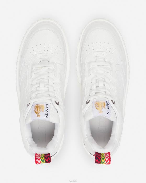 Lanvin vīriešiem curbies čības ar zemu augšdaļu no graudainas ādas 40LF436 kurpes balts