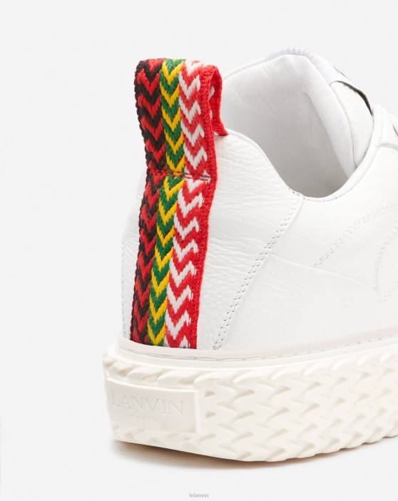 Lanvin vīriešiem curbies čības ar zemu augšdaļu no graudainas ādas 40LF436 kurpes balts