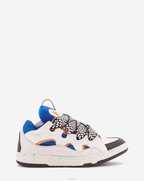 Lanvin vīriešiem ādas apmales kedas 40LF392 kurpes zils/oranžs