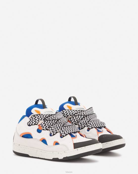 Lanvin vīriešiem ādas apmales kedas 40LF392 kurpes zils/oranžs