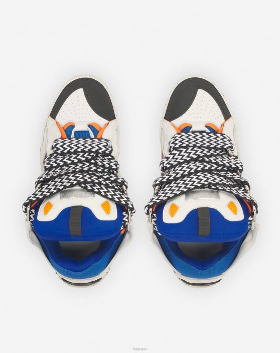 Lanvin vīriešiem ādas apmales kedas 40LF392 kurpes zils/oranžs