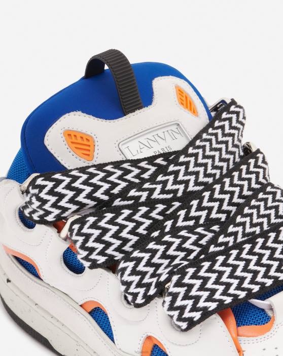 Lanvin vīriešiem ādas apmales kedas 40LF392 kurpes zils/oranžs