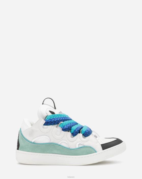 Lanvin vīriešiem ādas apmales kedas 40LF393 kurpes balts/zaļš