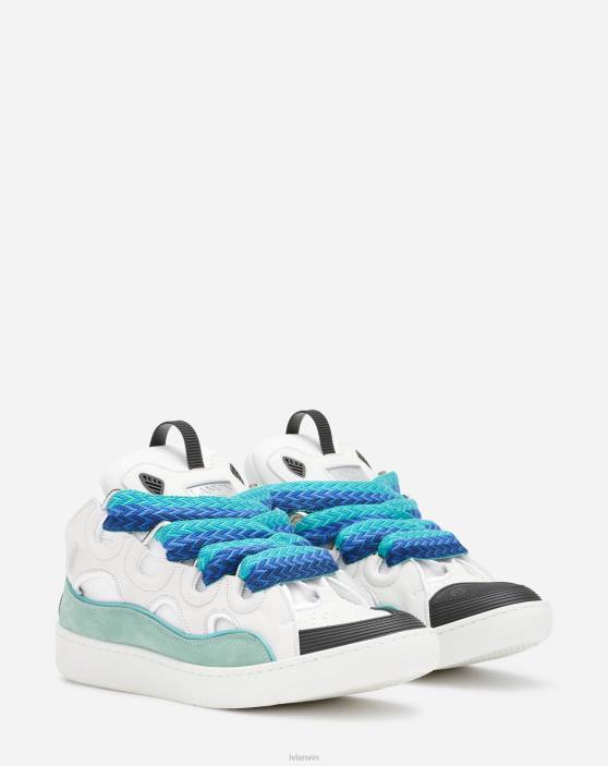 Lanvin vīriešiem ādas apmales kedas 40LF393 kurpes balts/zaļš