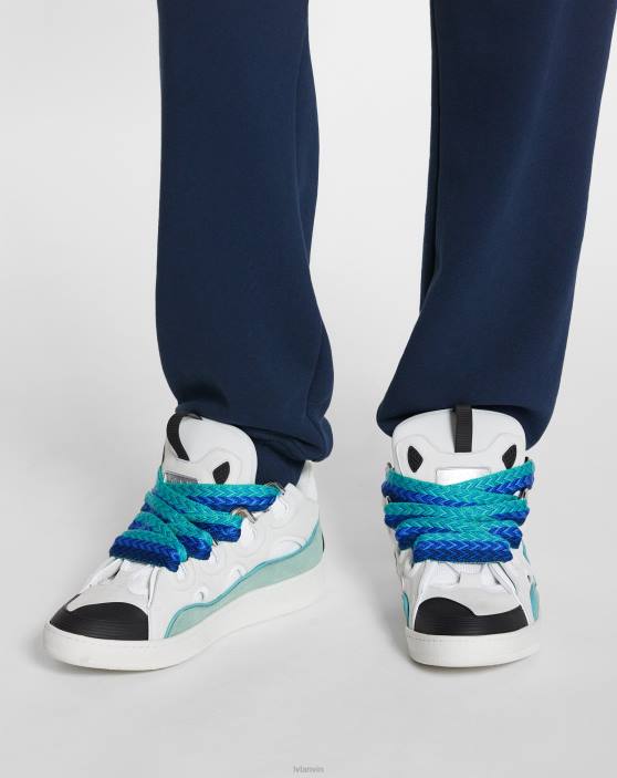 Lanvin vīriešiem ādas apmales kedas 40LF393 kurpes balts/zaļš