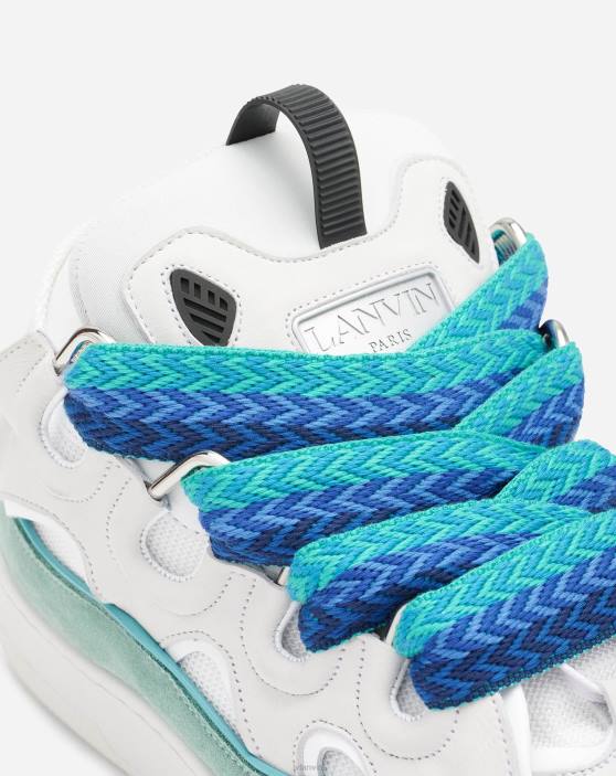 Lanvin vīriešiem ādas apmales kedas 40LF393 kurpes balts/zaļš