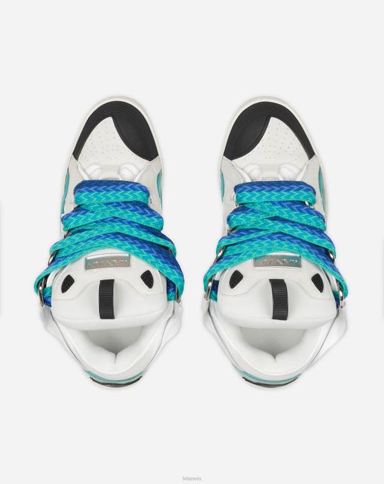 Lanvin vīriešiem ādas apmales kedas 40LF393 kurpes balts/zaļš