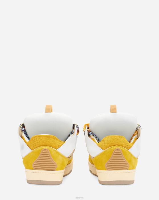 Lanvin vīriešiem ādas apmales kedas 40LF399 kurpes balts/dzeltens
