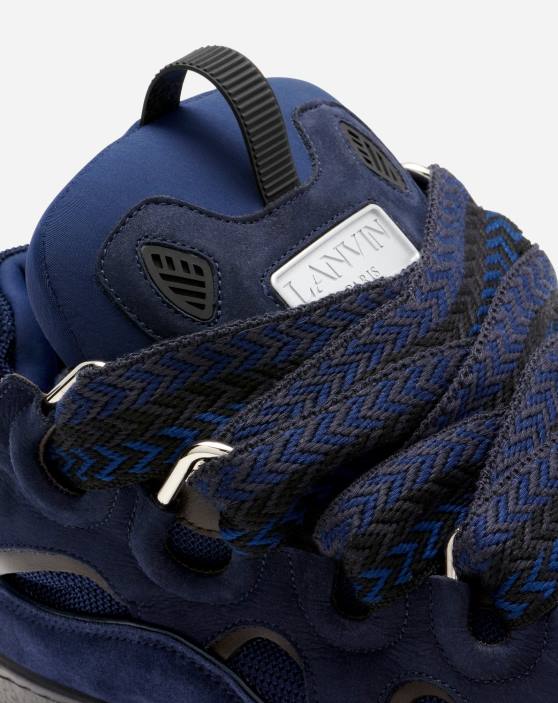 Lanvin vīriešiem ādas apmales kedas 40LF405 kurpes tumši zils