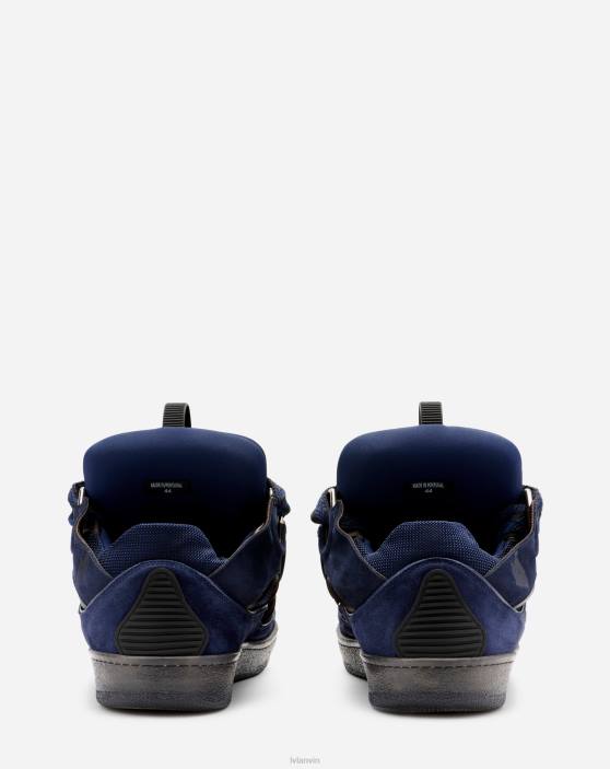 Lanvin vīriešiem ādas apmales kedas 40LF405 kurpes tumši zils